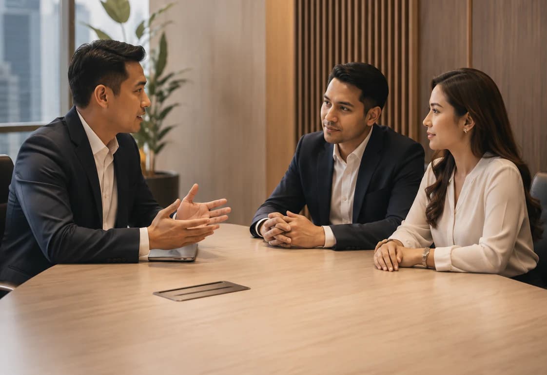 Business consultation in a professional Malaysian office